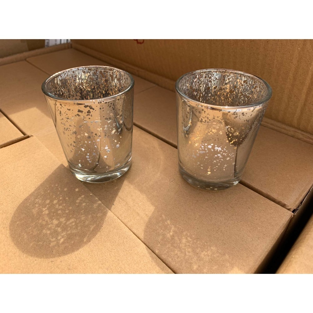 Silver Mercury Glass Tea Light Holders Set of 6 -